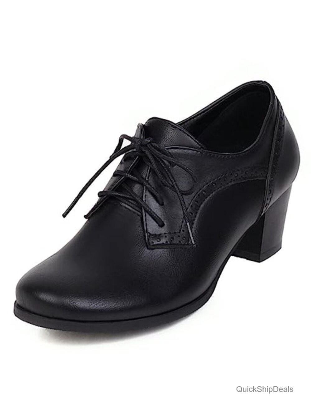 Women's Chunky Heel Oxfords Wingtip Lace Up PU Fabric Brogues